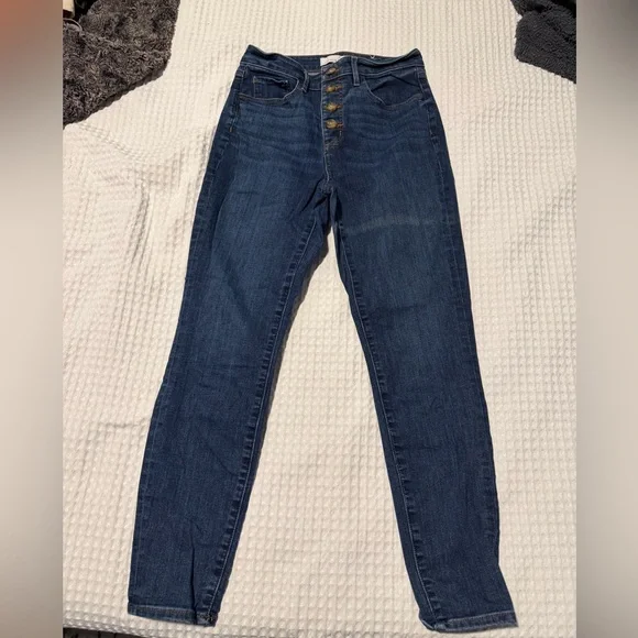 LOFT High Rise Dark Blue Jeans - Picture 1 of 9